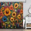 Sunflower Shower Curtain Rustic Floral Boho Watercolor Flower Farmhouse Wildflowers Colorful Plants Natural Vintage Abstract Art