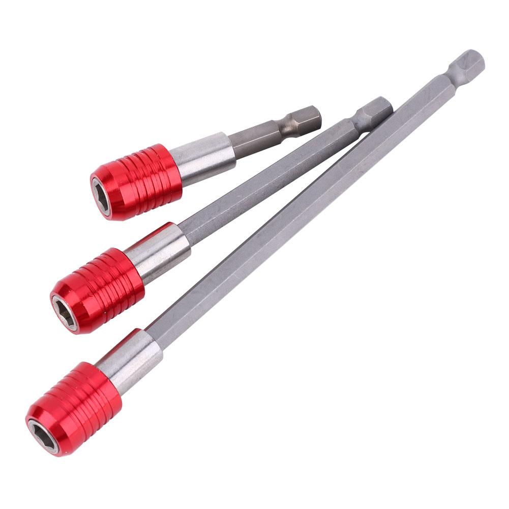 

3Pcs Screw Bit Holder Red Stainless Steel 14in Hex Shank 60100150mm Length for Electric