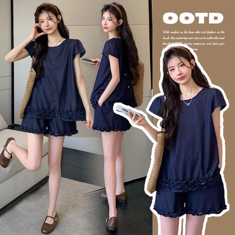 Plus Size Maternity Summer Outfit - 2026 Tencel Denim Set Large (L)