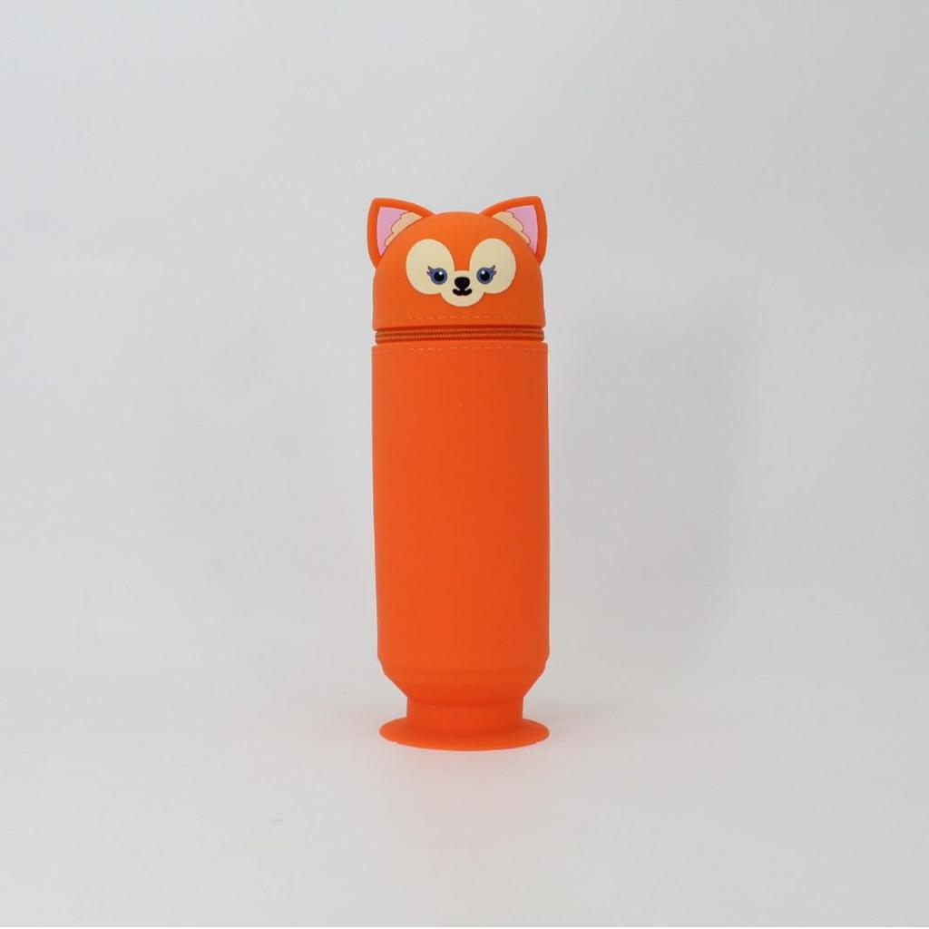 Silicone Fox Pencil Case - Stylish Solid Color Stationery Box for Students