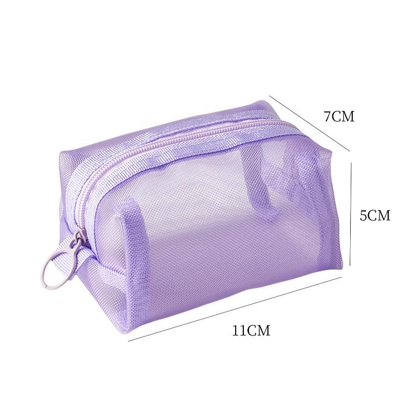 

Mesh Storage Pouch Bag for Coin Earphone Cable Charger Cable,Small Zipper Makeup Cosmetics Organizer Bag for Lipstick Travel фиолетовый