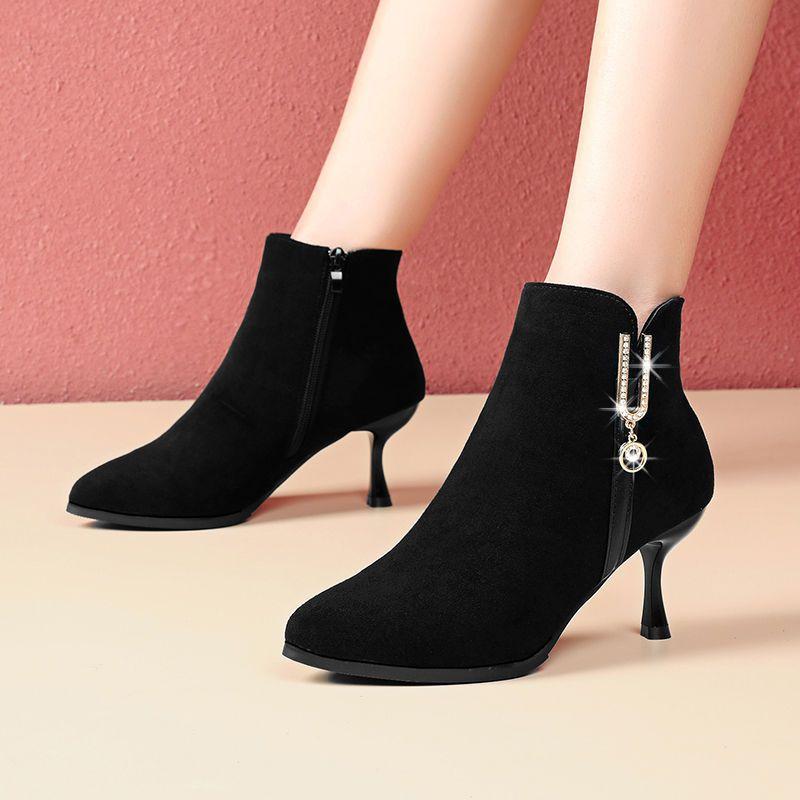 Fashion Pole Heeled Female Short Shoes Plus Big Size Stripper Women's Ankle Boots Suede Footwear On Offer Chic and Elegant Hot Booties
