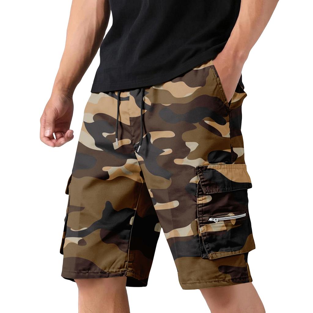 Herren-Cargoshorts mit Kordelzugbund Verstellbare Passform Mehrere Taschen Robustes Leichtes Material für Arbeiten im Freien und Freizeit