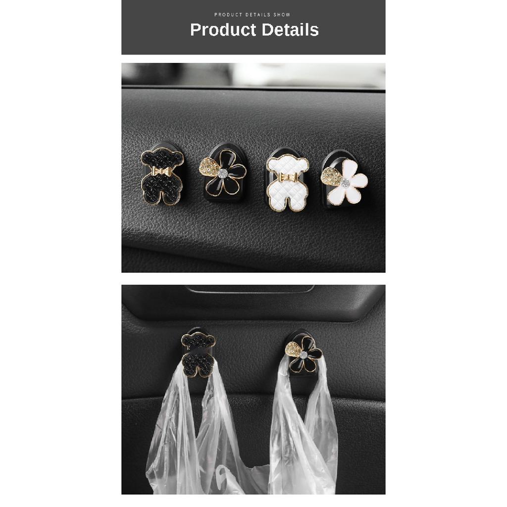 Mini Hook In The Car Center Console Seat Back Camellia, Bear, Multi-functional Storage ABS Data Cable Small Hook Auto