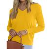 Women's Fashionable Casual V Neck Solid Color Long Sleeve Top