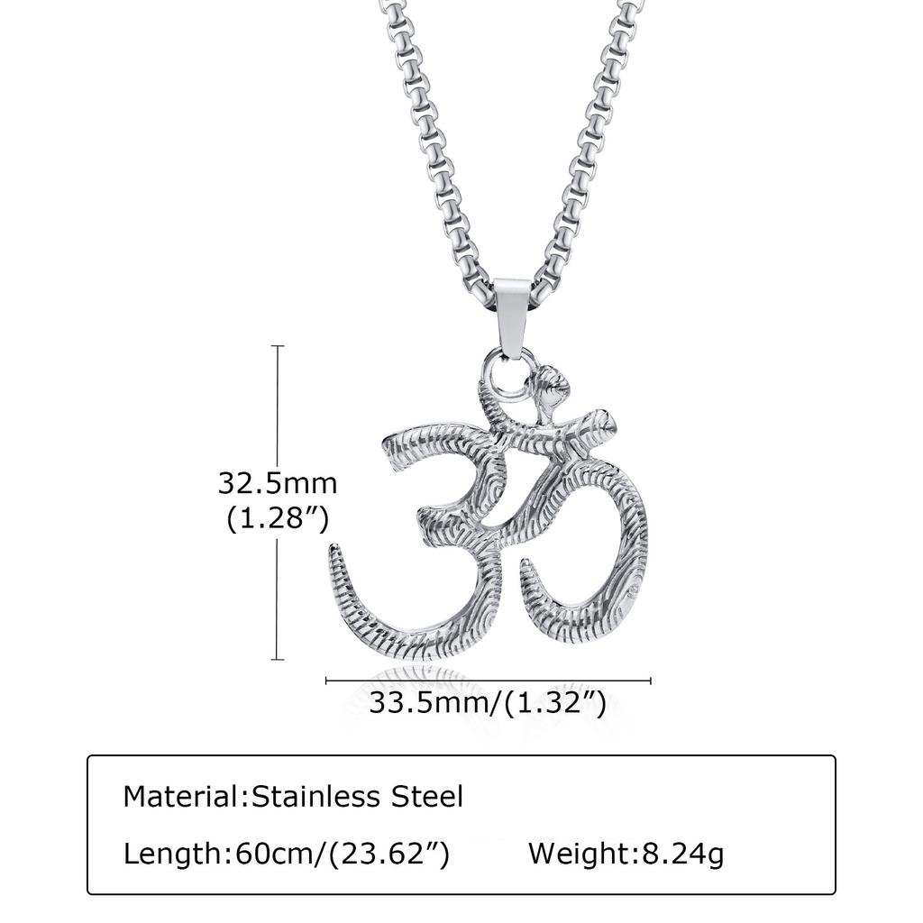Stainless Steel Yoga Om Necklaces for Men,Punk Solid Metal Aum Pendant Collar Gifts,Male Jeweklry Gifts