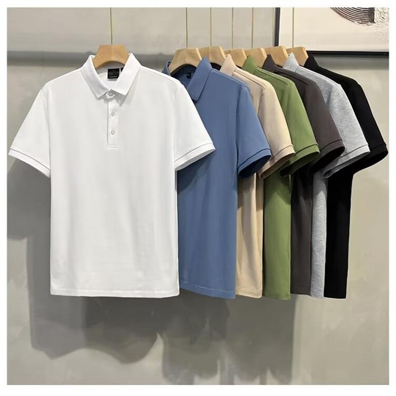 Men's Polo Shirt Summer New Short Sleeve Solid Color Turn-down Collar Casual Slim Fit Tops