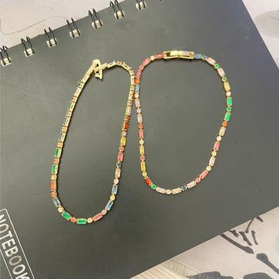 New Shiny Colorful Crystal Tennis Bracelets for Women Luxury Iced Out Cubic Zirconia Bracelet On Hand Hippie Jewelry