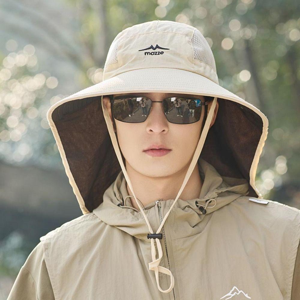 Sunscreen Men Fishing Hat Mesh Foldable Bucket Hat Breathable Outdoor Sun Hat  Women