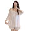 Summer Pajamas Women's Suspenders Short-sleeved Mesh Court Style Princess Lace Loungewear Can Be Worn Outside Real Shots