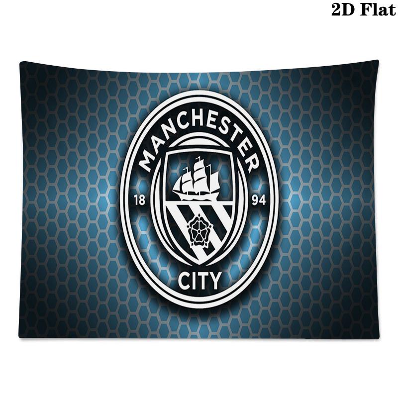 Manchester City FC Logo Wall Tapestry Aesthetic Wall Hanging Printed Fabric Blanket Decorative Tapestries for Bedroom Living Room Home Decor