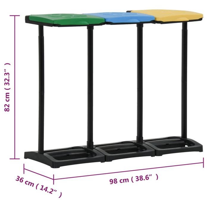 VidaXL Supports avec couvercle pour sacs poubelle 240-330 L PP 340989