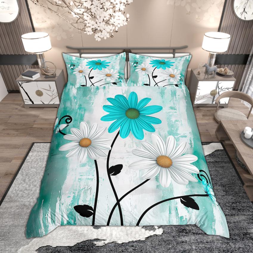 

Одеяло Homewish Chic Цветок Ромашки 2 шт./3 шт. Ретро Цветочный Комплект Постельного Белья Для Девочек Женщин Тема Цветения Декор Комнаты Comforter (quilt)-EU Single(135*200cm)3pcs