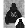 Women's Fashion Spider Print Mask Double Collar Zipper Sweatshirt Simple Hoodie