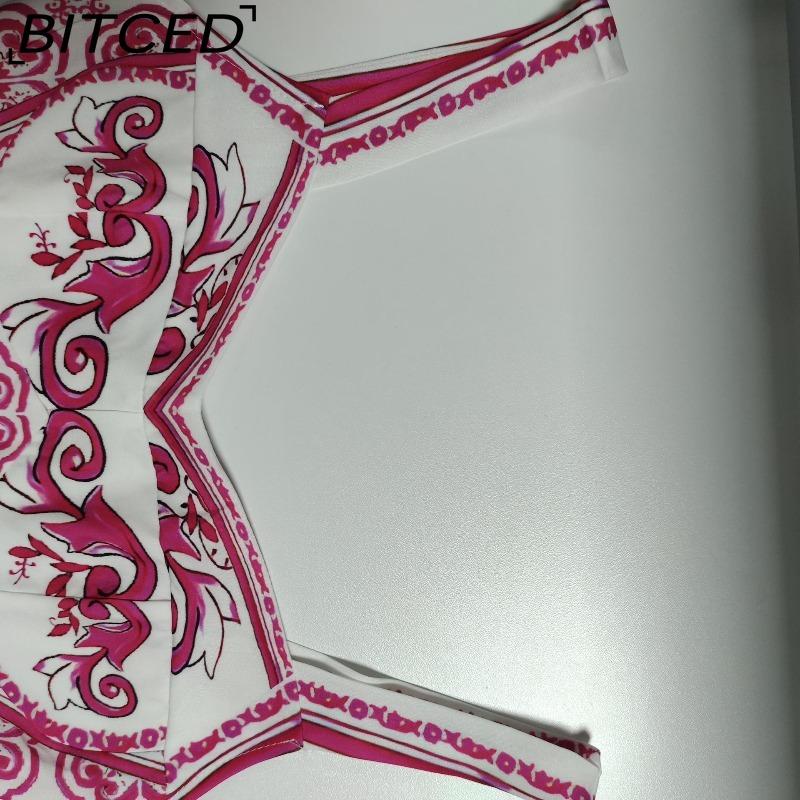 BITCED Spring Collection Bohemian-inspired Elegant Mid-Length Wide-Hem Printed Halter Neck Dress