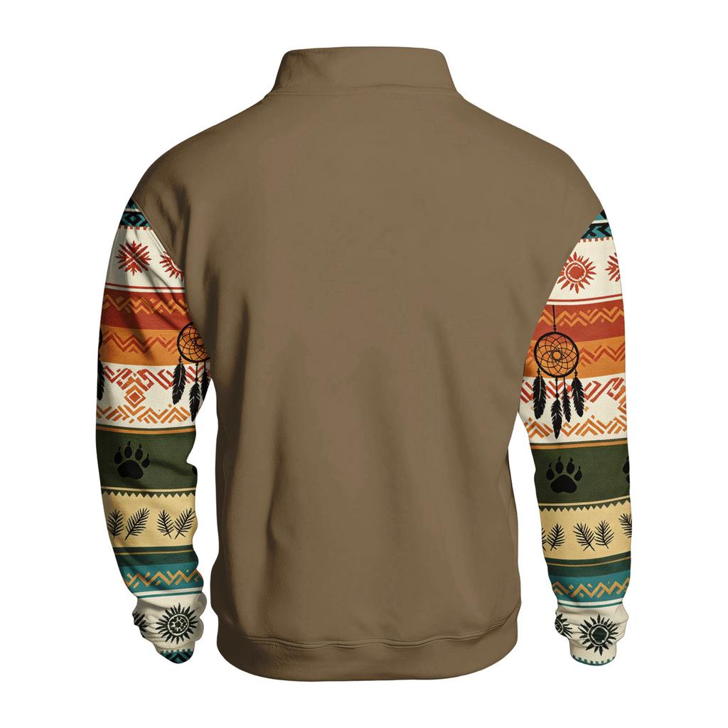 Men's Print Hoodie, Western Long Sleeve Pullover Sweatshirt with Pattern