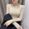 Autumn/Winter Women's Slim Fit Long-Sleeve Knitted Sweater with Semi-High Collar