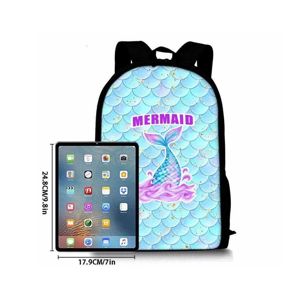 Mermaid Print Single Layer Backpack for Boy/Girls Best Gifts 2D Flat Cartoon School Bag for Children Bags