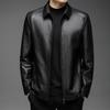 Leather Jacket Men's Autumn and Winter Men's Lapel-neck Soft Leather Jacket Middle-aged Men's Business Casual Fleece Leather Jacket