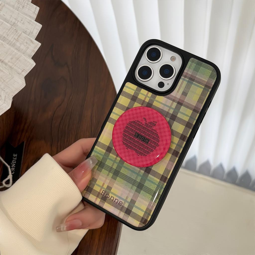 Ins American Green Checkered Suitable for 16 Apple 15 Pro Max Mobile Phone Case Iphone 14 Drop Glue Apple Stand 13