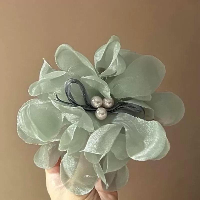 New Sweet Flower Pearl Hair Clip for Women Mesh Gentle Elegant Pan Hair Shark Clip Temperament Girl Hair Accessories