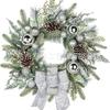 Christmas Decorations Set: LED String Lights Red Poinsettia Flowers Wreath Door Hanging Home Festive Interior