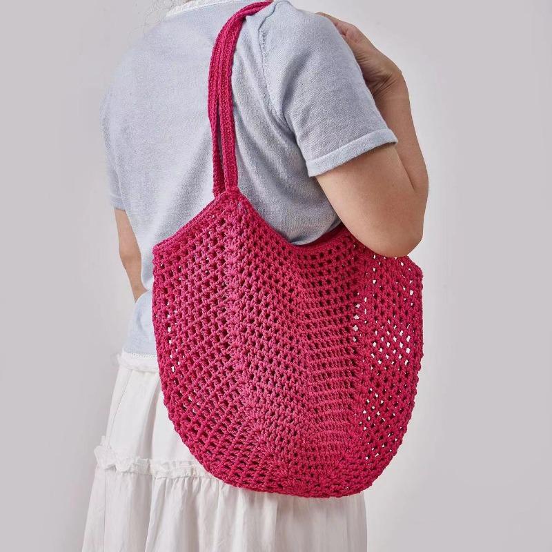 Handliche faltbare Einkaufs-Baumwollnetztasche, wiederverwendbare Obstnetztasche, gewebte Netztasche mit Hohlmuster für die Küchenaufbewahrung