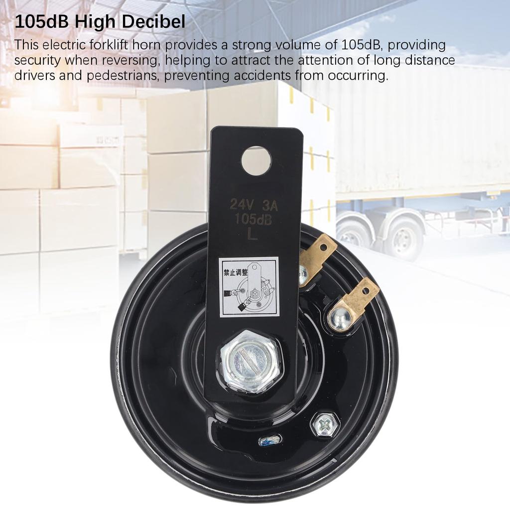 24V 3A Forklift Horn, 105dB Loud Universal Car Disc Horn, Truck Metal Horn for Excavator Special Vehicle Construction Machinery
