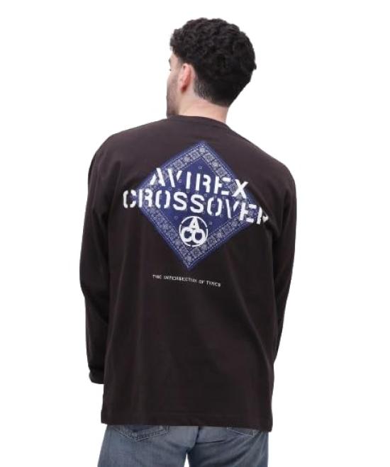 Avirex CROSSOVER BANDANA PATCH LONGSLEEVE Size T-SHIRT, Men's, M, 010, Black, 783-4230023