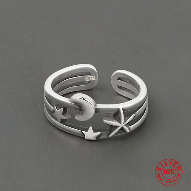 BFCLUB Silver Color Open Ring for Women Leaf Retro Bird Trendy Jewelry Bijoux Birthday Anillos Gift