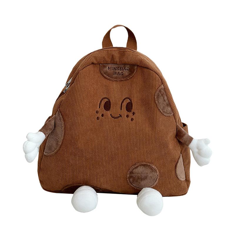 Schoolbag autumn and winter new ins cute cheese corduroy backpack female, Japanese chic soft sister backpack student backpack cute