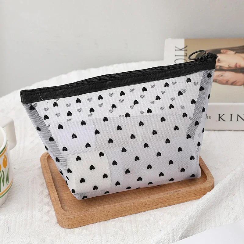 New Mesh Transparent Cosmetic Bags Small Large Clear Purple Makeup Bag Portable Travel Toiletry Organizer Lipstick Storage Pouch