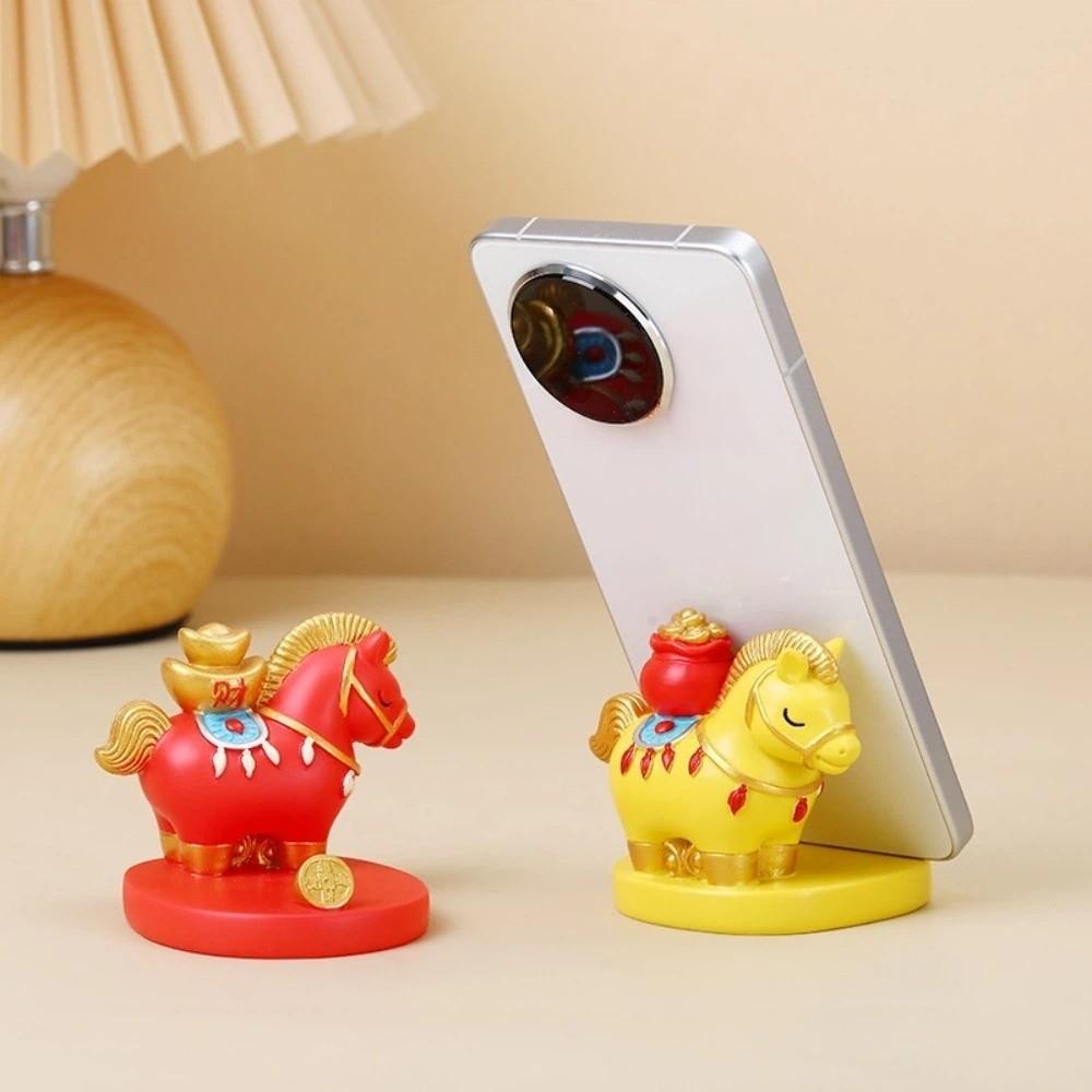 Resin Zodiac Horse Ornaments Festival Decorative Mobile Phone Stand Car Interior Ornament