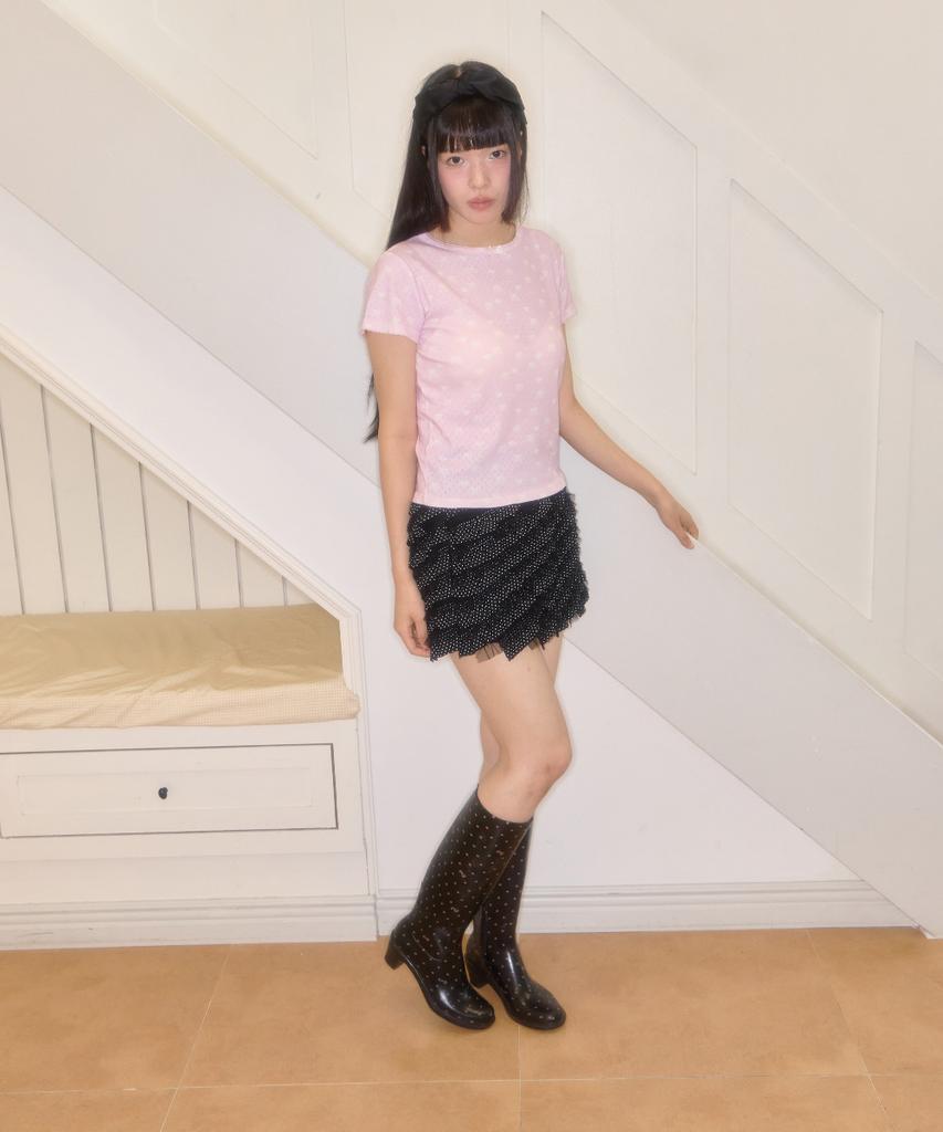 Syakili Nico Lace Tiered Mini Skirt (Black)