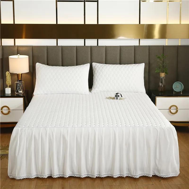 

Однотонная нескользящая шапочка для кровати, защита для матраса плюс хлопковое покрывало с хлопковой одинарной простыней, одинарной, двойной, белого цвета. Pair of pillowcases