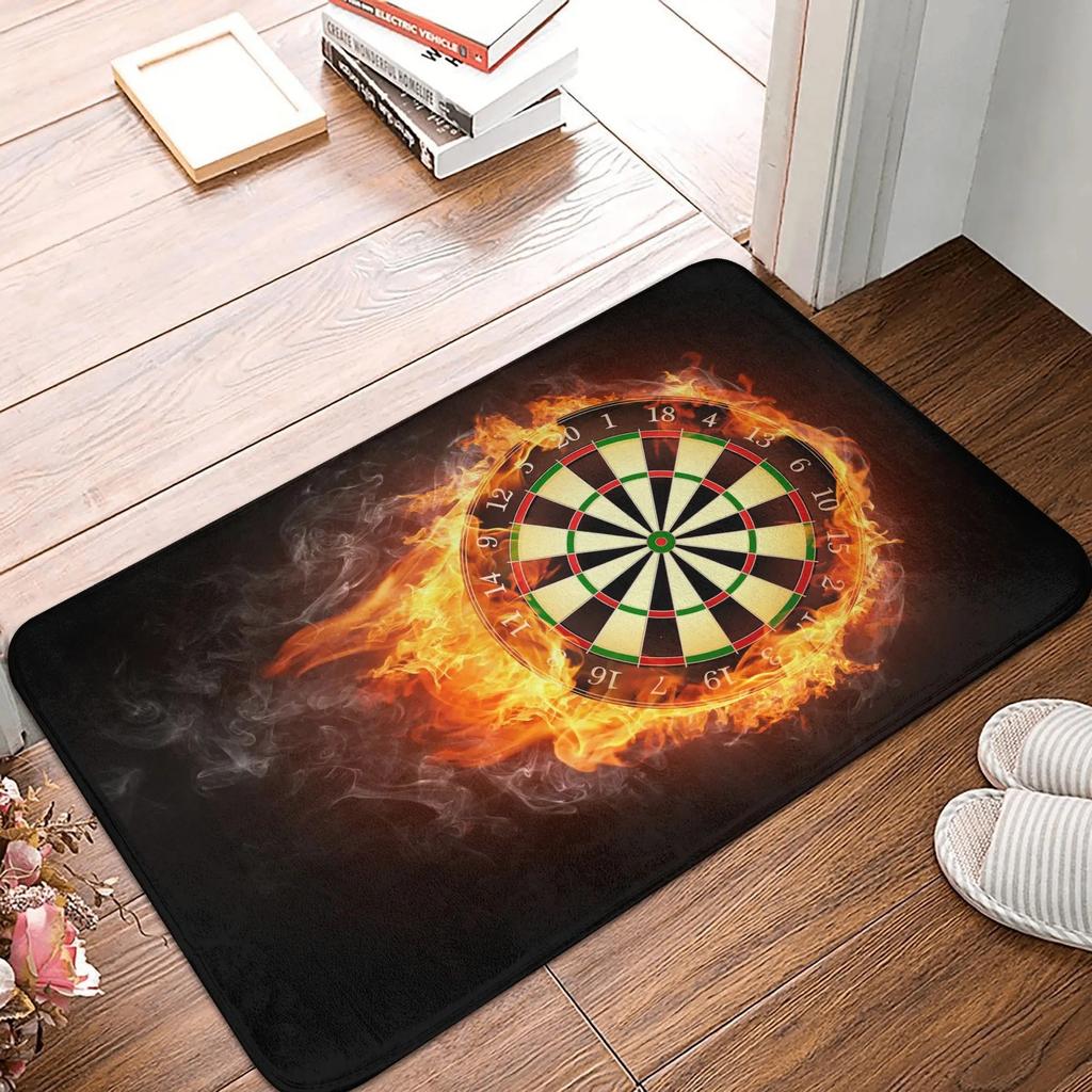 Sports ThemedCarpet Mat Dart Board Archery Flame Printing Anti Slip Carpet Home DecorationIndoor Game Room Living Room Floor Mat