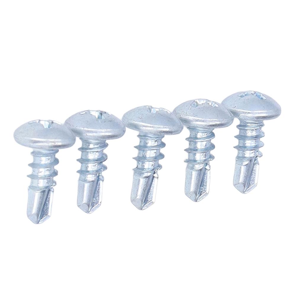 250 Stück Selbstbohrende Schraube M4.8x13 Kreuz Rundkopf Kohlenstoffstahl Weiß Verzinkt Bohrschrauben