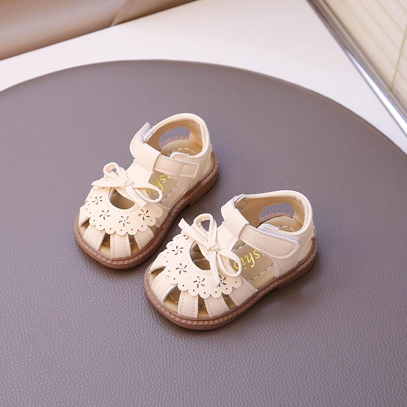 

Детская обувь для ходьбы Дышащая Нескользящая Удобная Пляжная обувь для малыша 2025 Лето Новые Сандалии для девочек Милые Бантики Мягкая подошва Симпатичные 15 бежевый