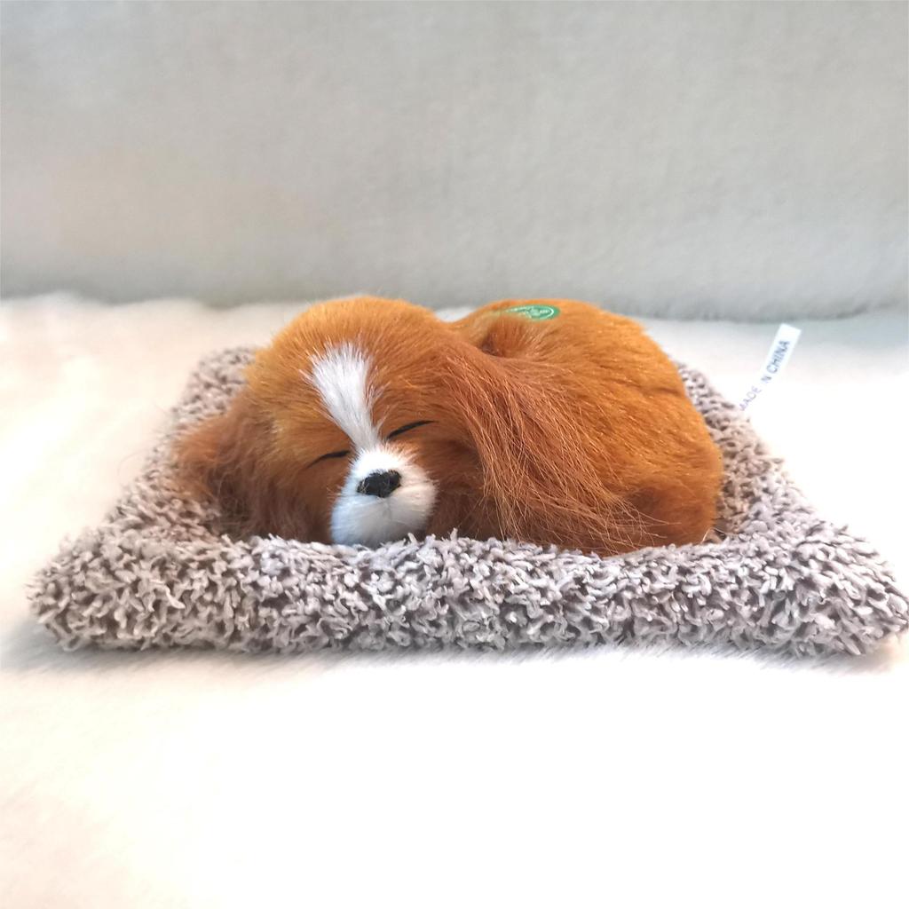 Plush Simulation Dog Toy Sleeping Dog Ornament with Sound Contains Bamboo Charcoal Bags To Purify the Air for Home Decor