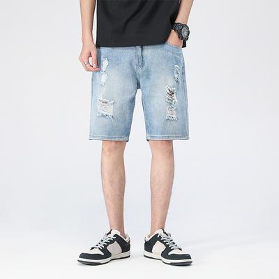 Pantalon à cinq points, jean en Denim à Section fine, short de loisirs à trous pour hommes, printemps et été