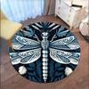 Elegant Blue and White Dragonfly Decorative PlateRound Non-Slip chair mat chair carpet for office Rugs for Office Decor Gift For Valentine's Day Mothe