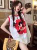 In Summer, the New Sweet and Spicy Style Contrasting Colors Medium and Long Dresses Have a Loose Design Sense, Sleeveless Vest T-shirt Skirt.