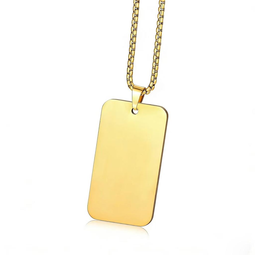 Custom Rectangle Shape Tage Pendant Custom Photo Necklace For Men Hiphop Stainless Steel Personalized Picture Choker