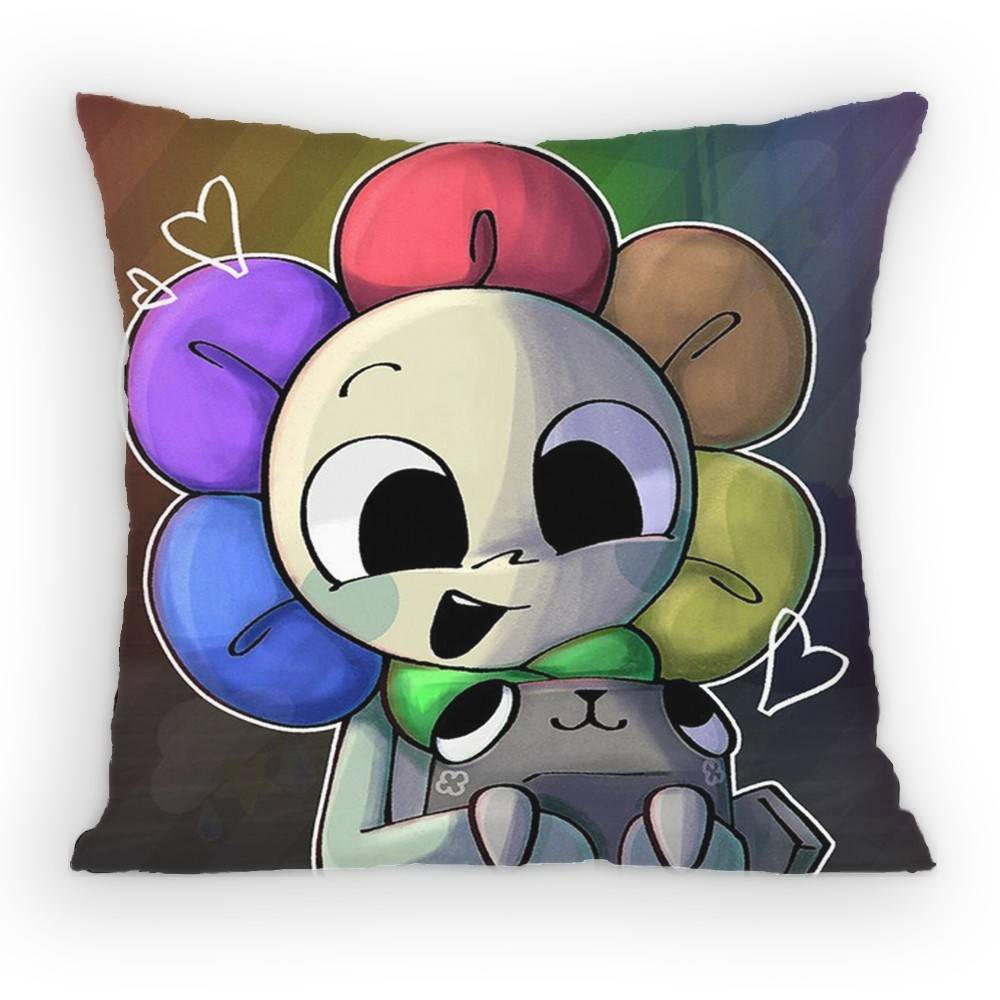 Horror Game Dandys World Pillow Case Antidustmite Pillowcase Invisible Zipper Silky Short Plush Sofa Cushion Cover