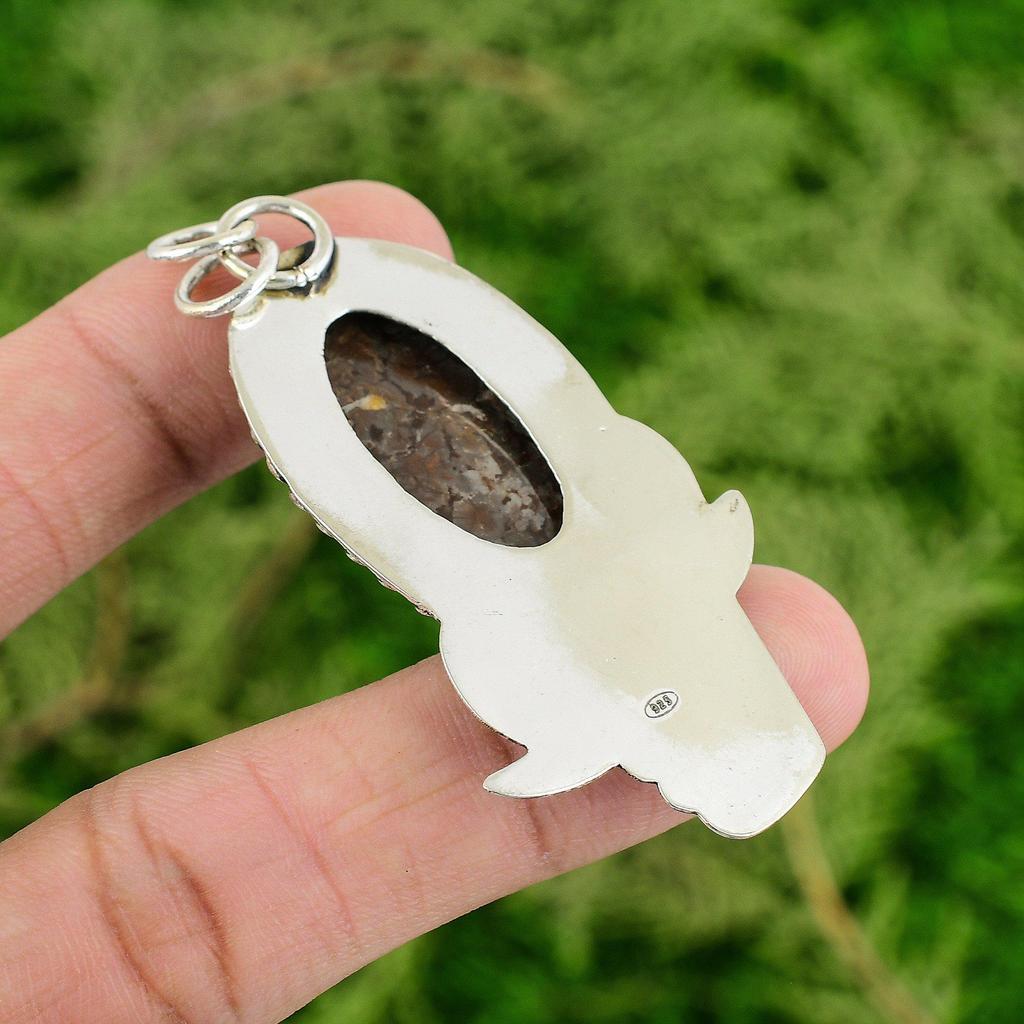 Daughters Day Deal Oval Coconut Jasper Gemstone Boho Pendant Jewelry 925 Silver