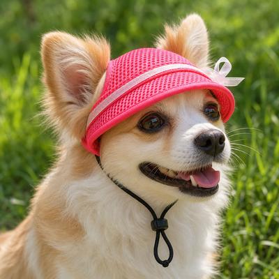 Pet Sun Hat Breathable Mesh Fabric Ear-Opening Design Sun Protection for Summer Outdoor Walks Beach Days Dogs and Cats