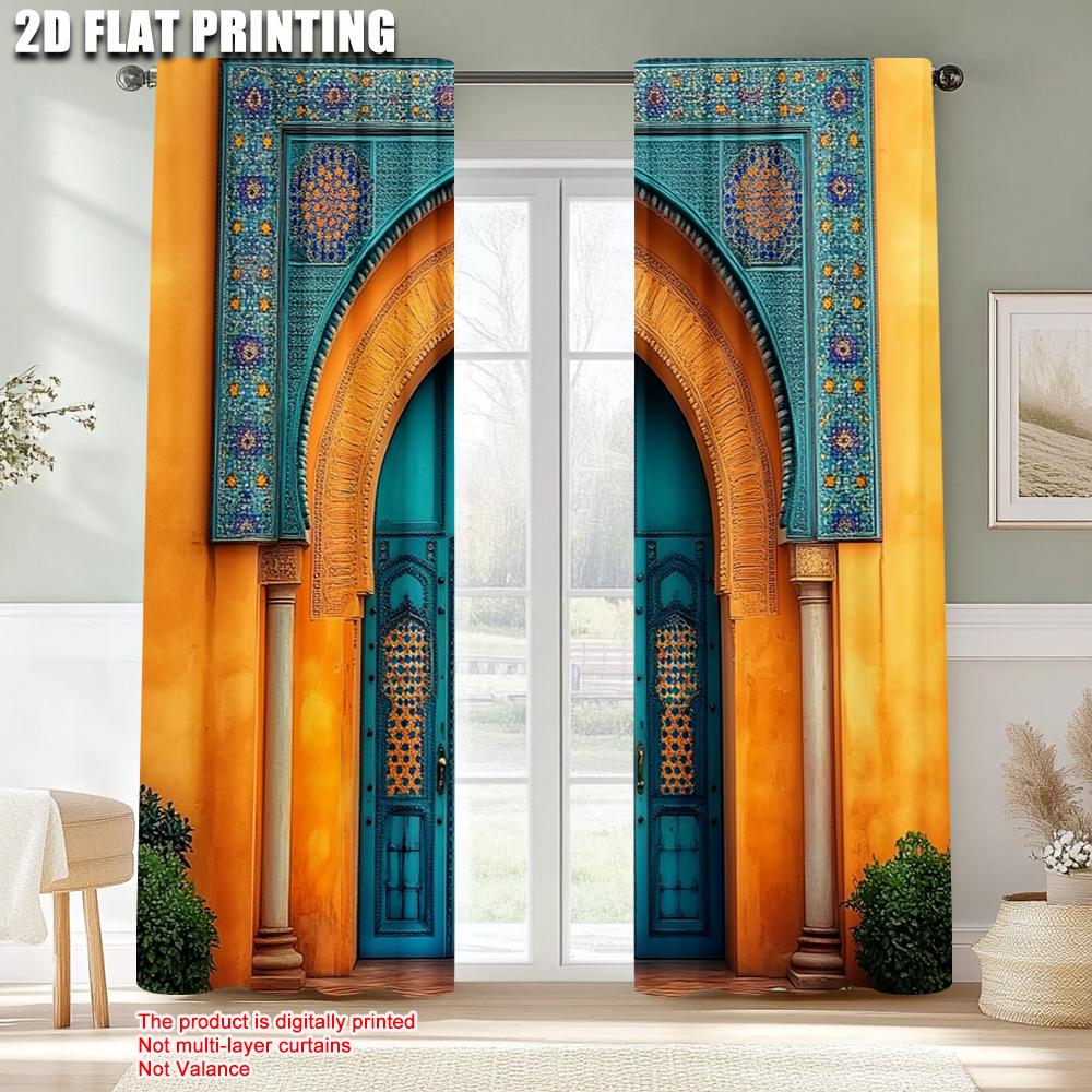 Curtain Fabric Print Door Versatile Polyester Without Rod Stuff Clearance Bedroom Living Room Office Decor Set Of 2 Made Washable Great Ready