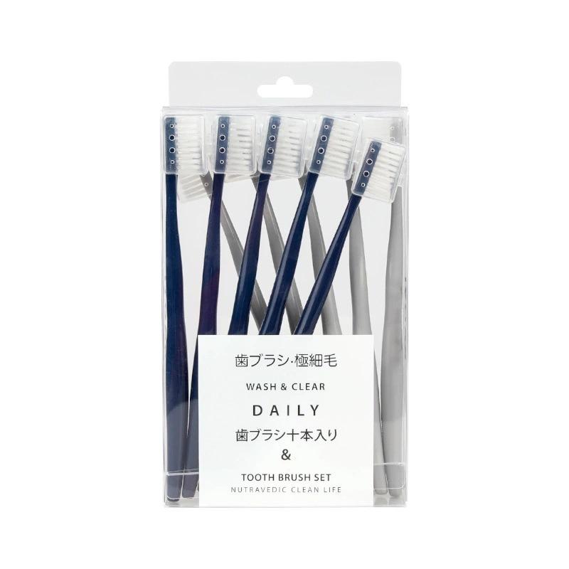 

10-Pack Soft Bristle Toothbrushes with Small Heads, Made in Japan and Macaron Colors, Great for Adult Home Use