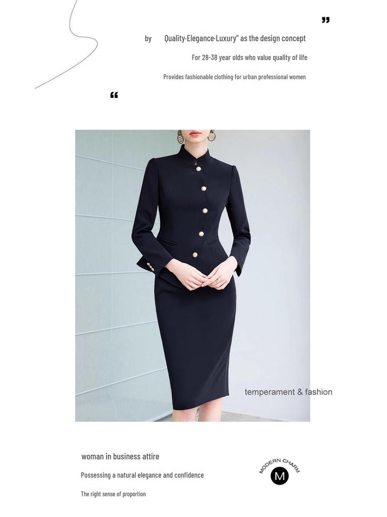 AD Damen High-End Herbst/Winter Businessanzug - Luxuriöses zweiteiliges formelles Set im chinesischen Stil