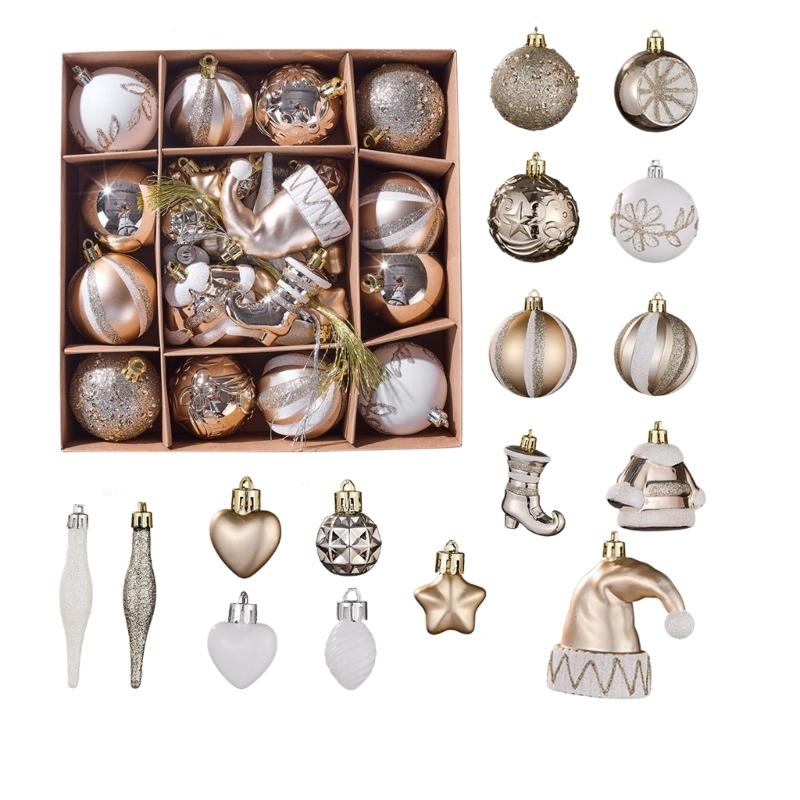 Holiday Ornament Assortment PVC Hanging Tree Trim for Christmas Indoor Display and Seasonal Room Styling for Tree Use